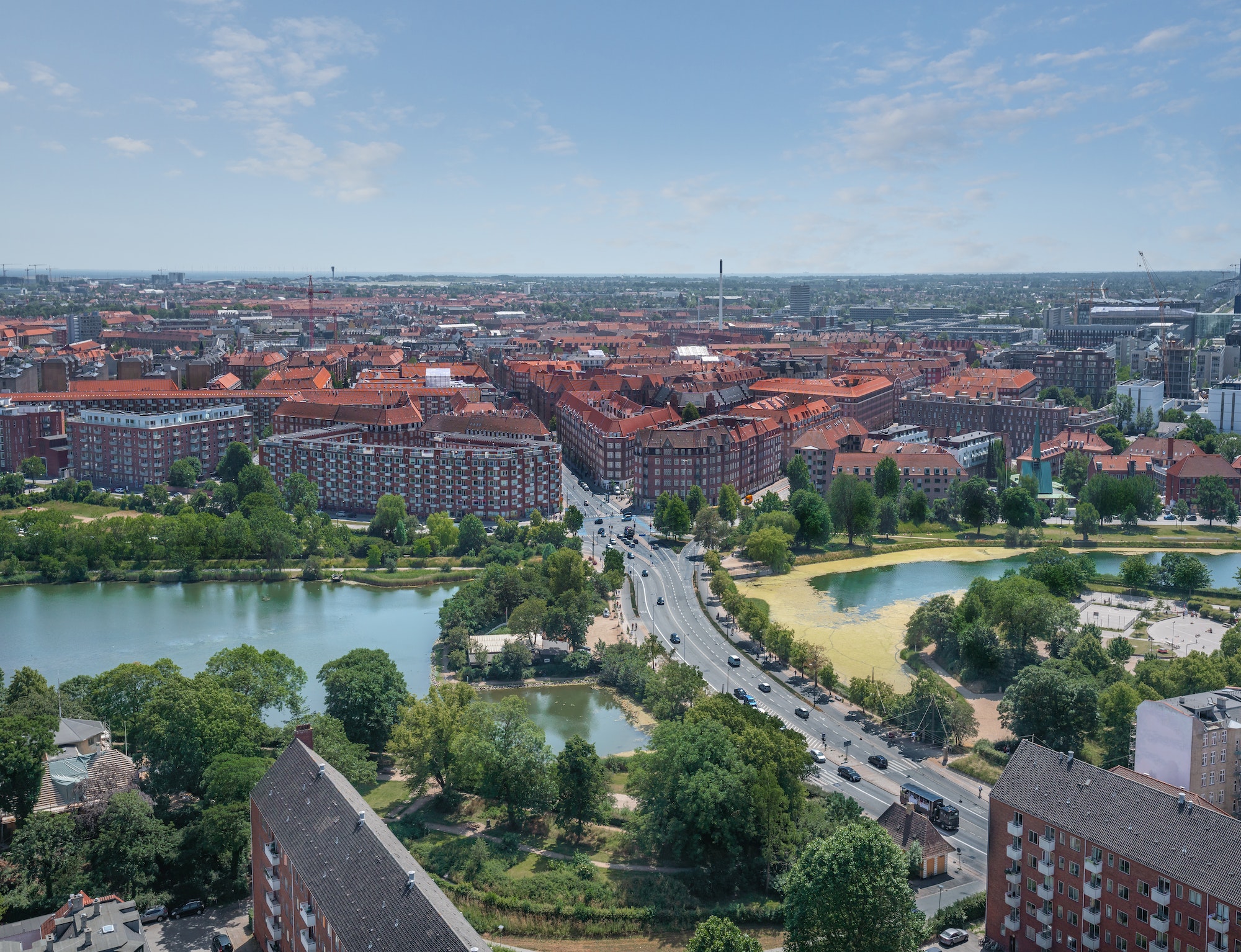 Aerial view of Stadsgraven Canal and Amager Island - Copenhagen, Denmark