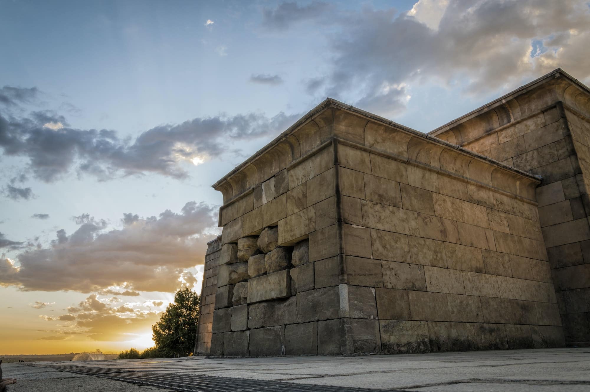 Egyptian temple in Madrid at sunset