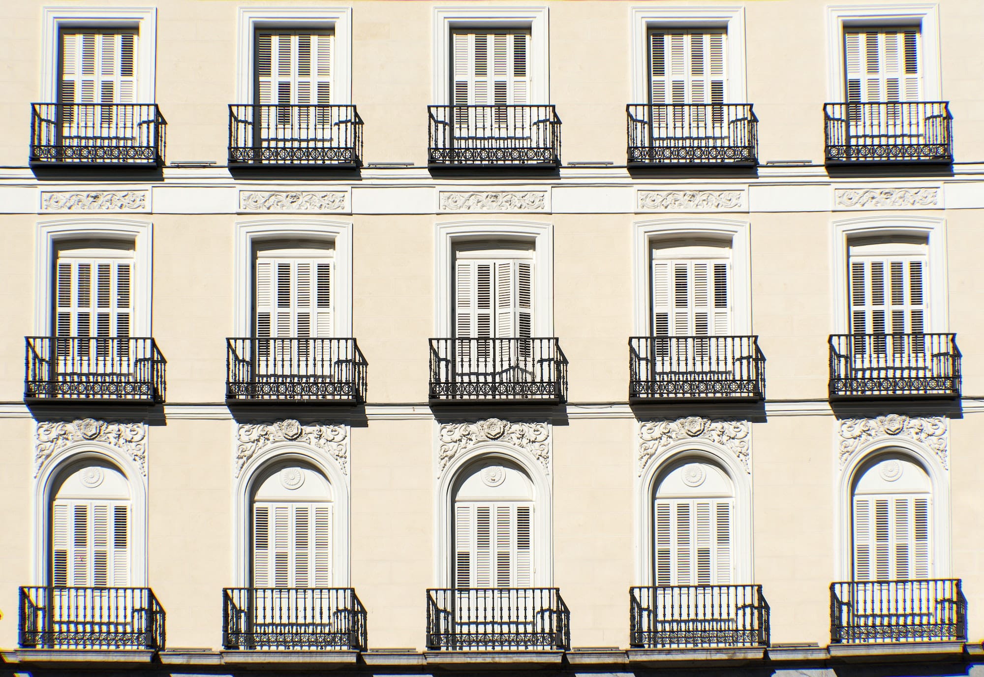 Facade with balconies in Madrid