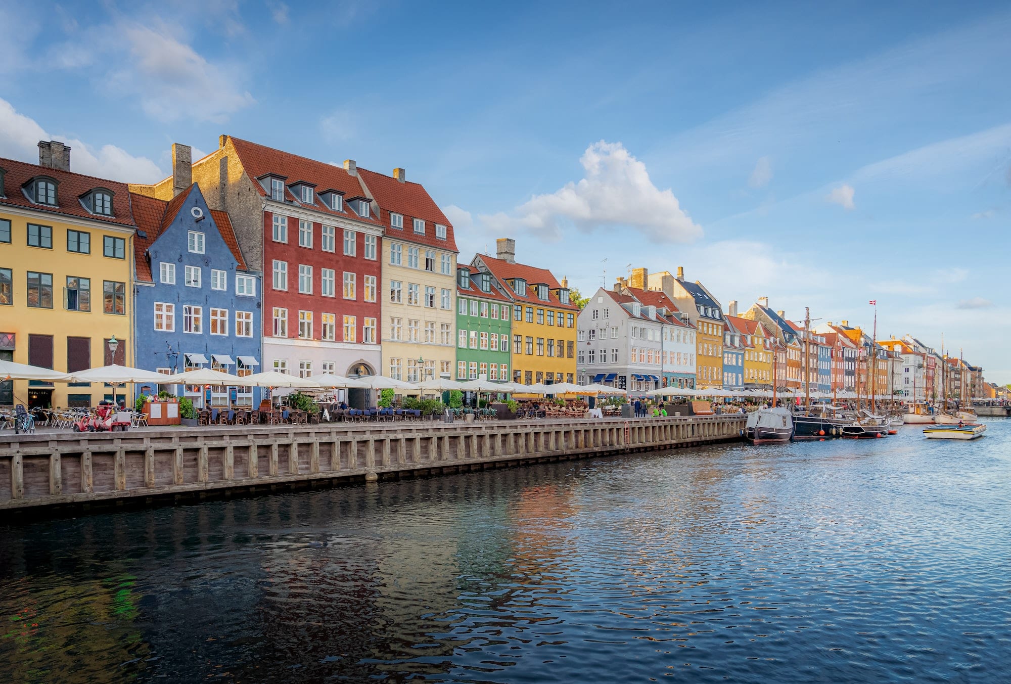 Famous Nyhavn port and waterfront - colorful postcard view - Copenhagen, Denmark