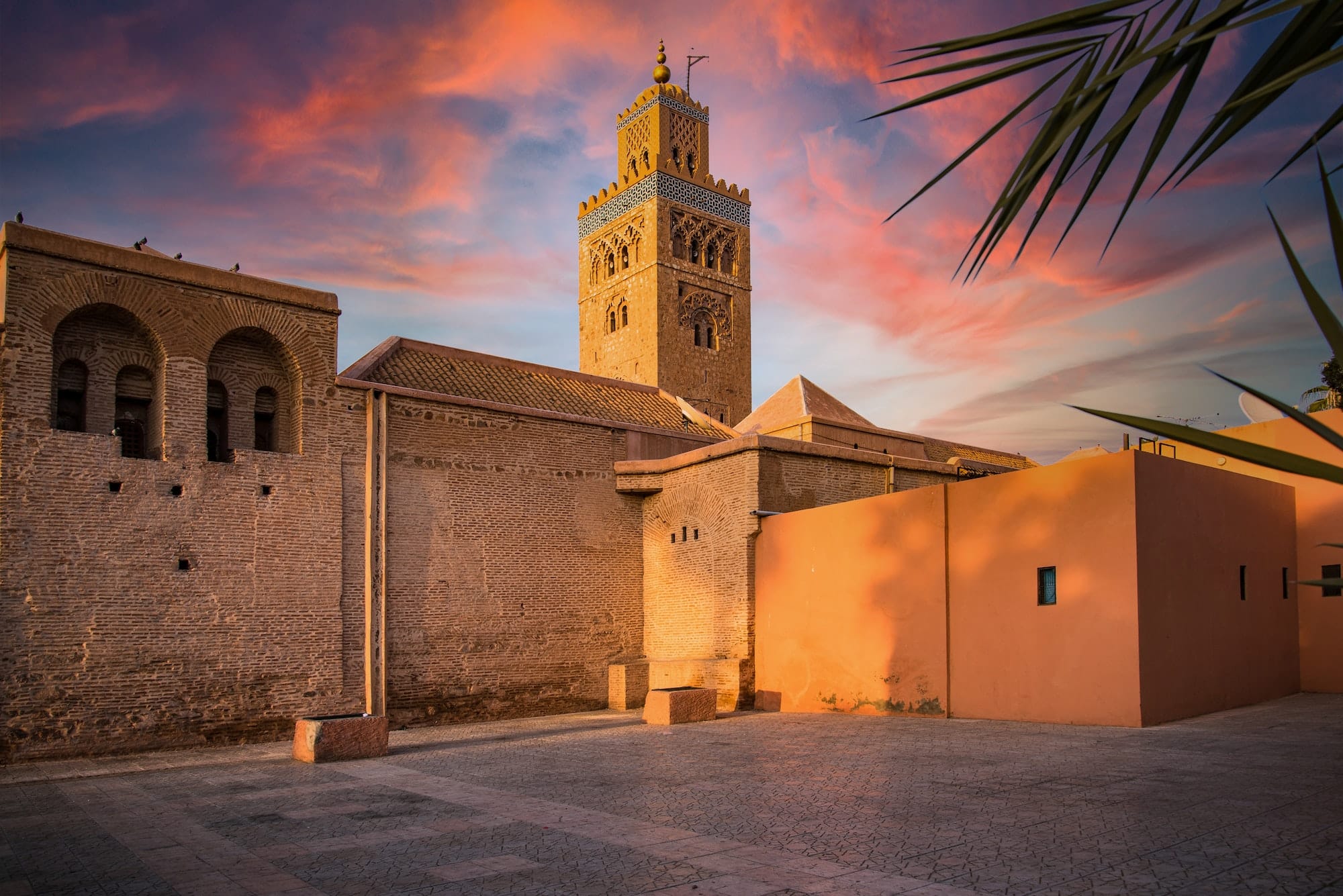 Koutoubia Mosque in Marrakesh,Morocco. Beautiful Sunlight at Sunset