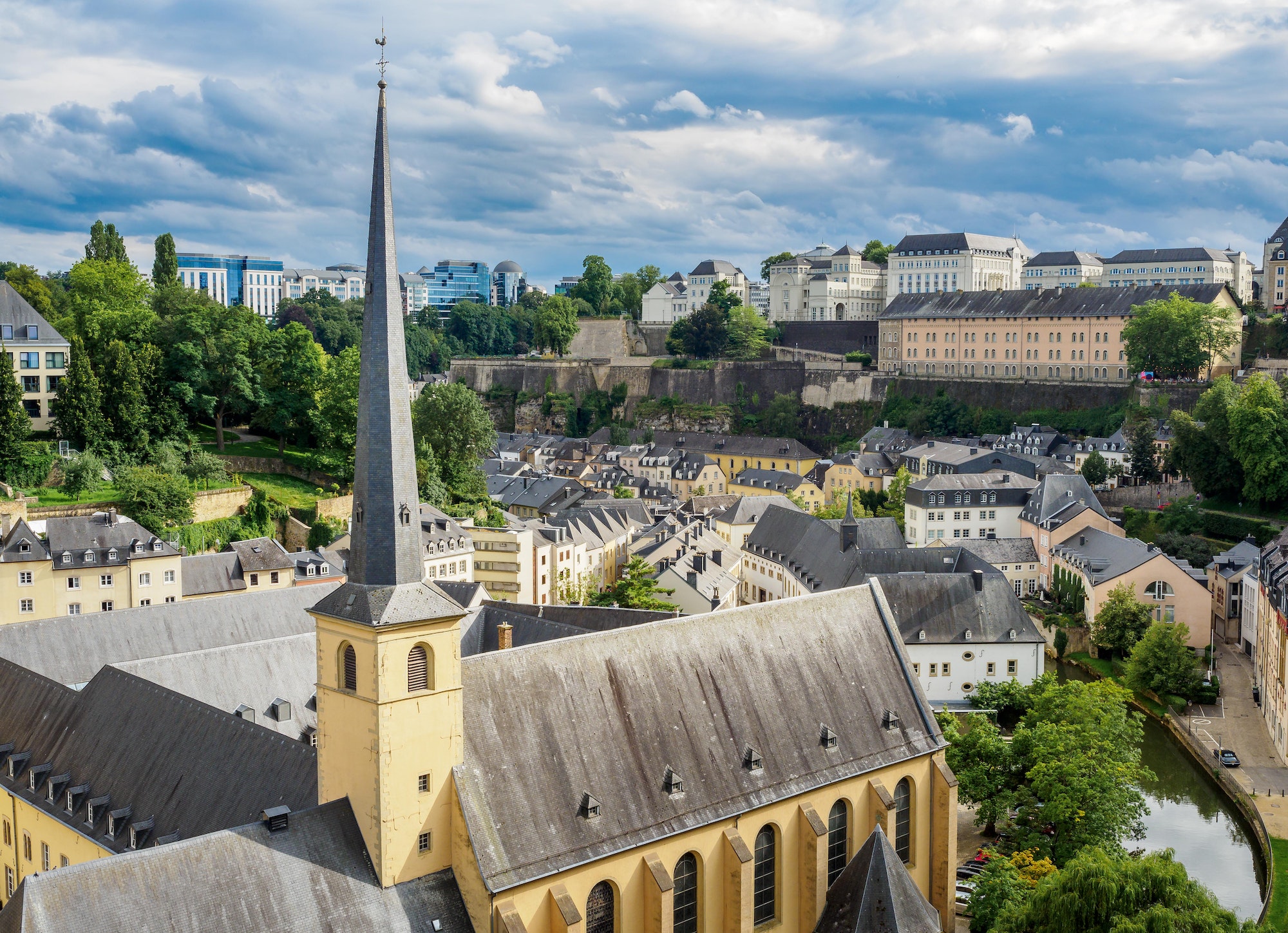 Panorama of Luxemburg (Balcony of Europe, Neumunster Abbey). Luxembourg. Luxembourg.
